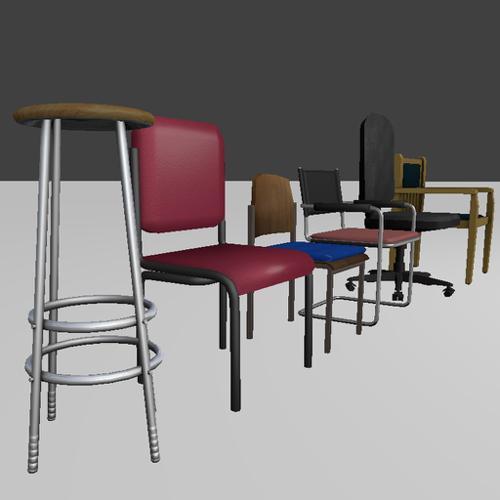 Low-Poly-Chair-Set preview image